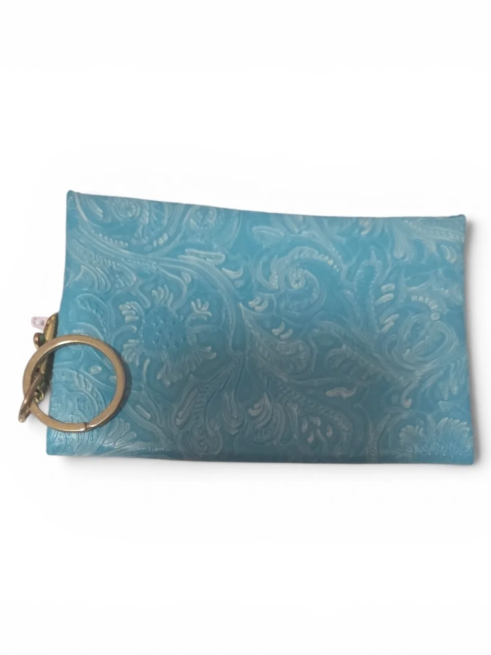 Makeup Junkie Bags Teal Embossed Key & Card Holder ( Micro).